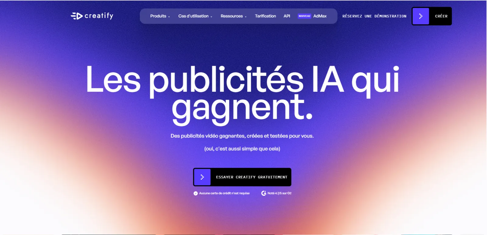 Creatify interface pub vidéo IA