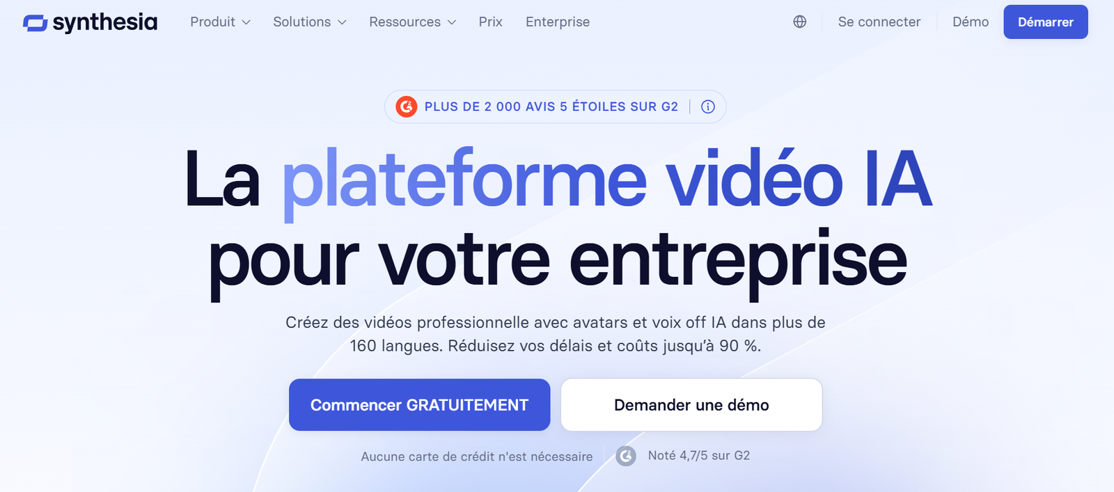 Synthesia interface création vidéo corporate IA 2026
