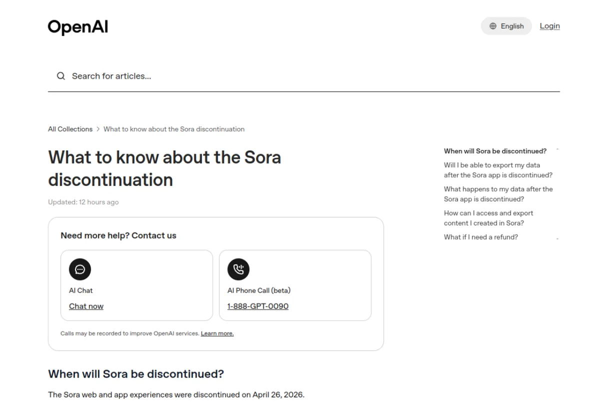 Sora (OpenAI) apercu 2026